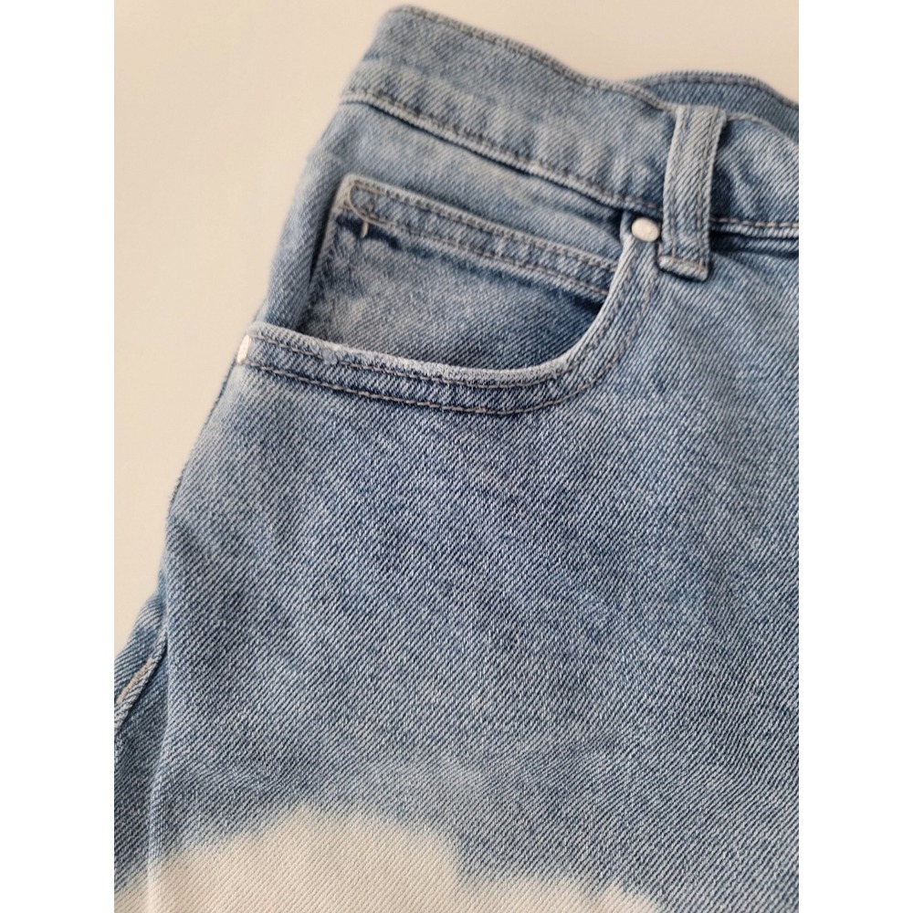 Celebrity Pink Two Tone Dip Dye Denim High Rise Frayed Hem Blue White 3/26 - Picture 4 of 7